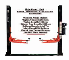 Hidrolik Lift İki Sütunlu 4 Ton 380V Yarı Otomatik