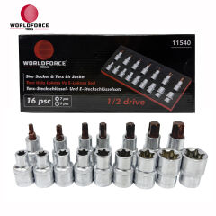 Torx Uçlu Lokma Ve E Lokma Seti 16 Parça 1/2'' (E10-E24, T30-T70)