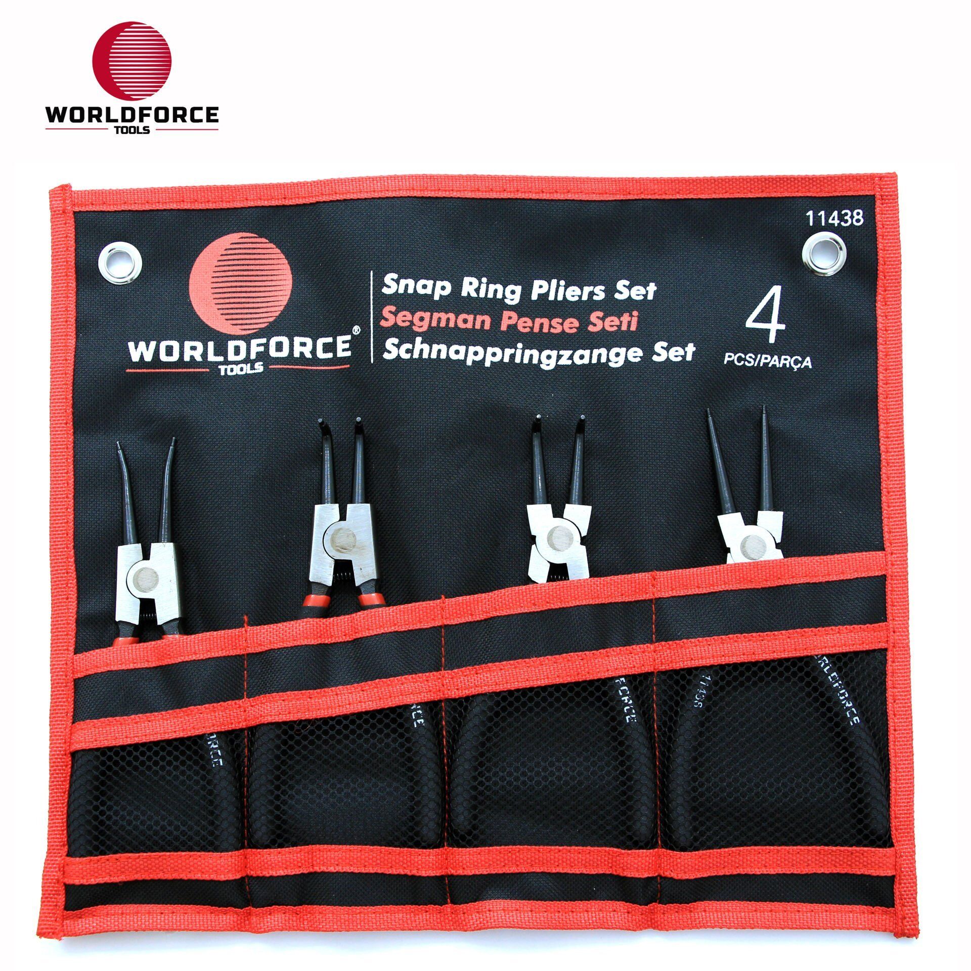 4 Parça 180 mm Segman Pense Seti İç ve Dış Segman Pense Seti S2 Çelik Profesyonel