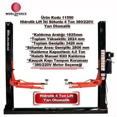 Hidrolik Lift İki Sütunlu 4 Ton 380/220V Yarı Otomatik